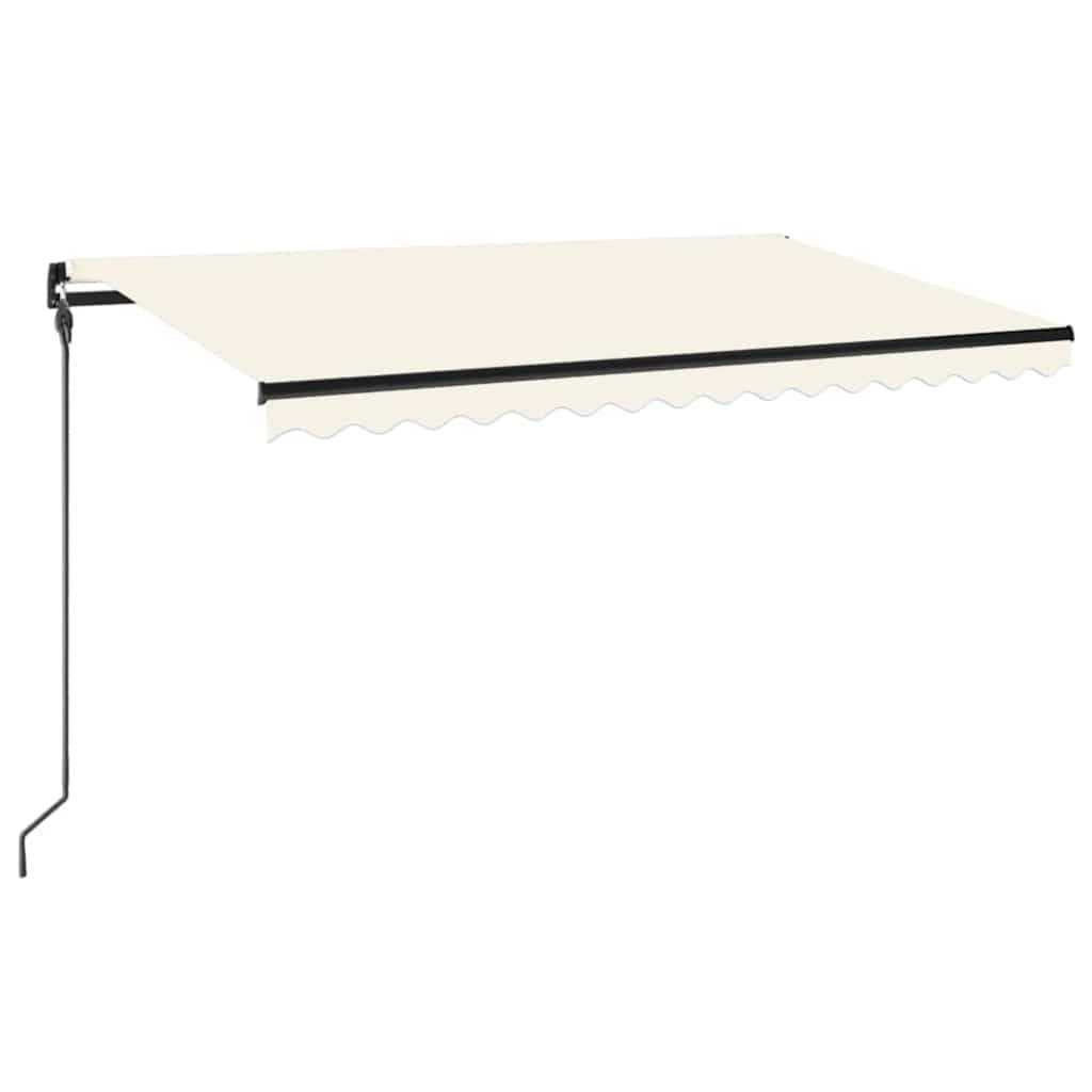 krémszínű kézzel kihúzható LED-es napellenző 450 x 300 cm