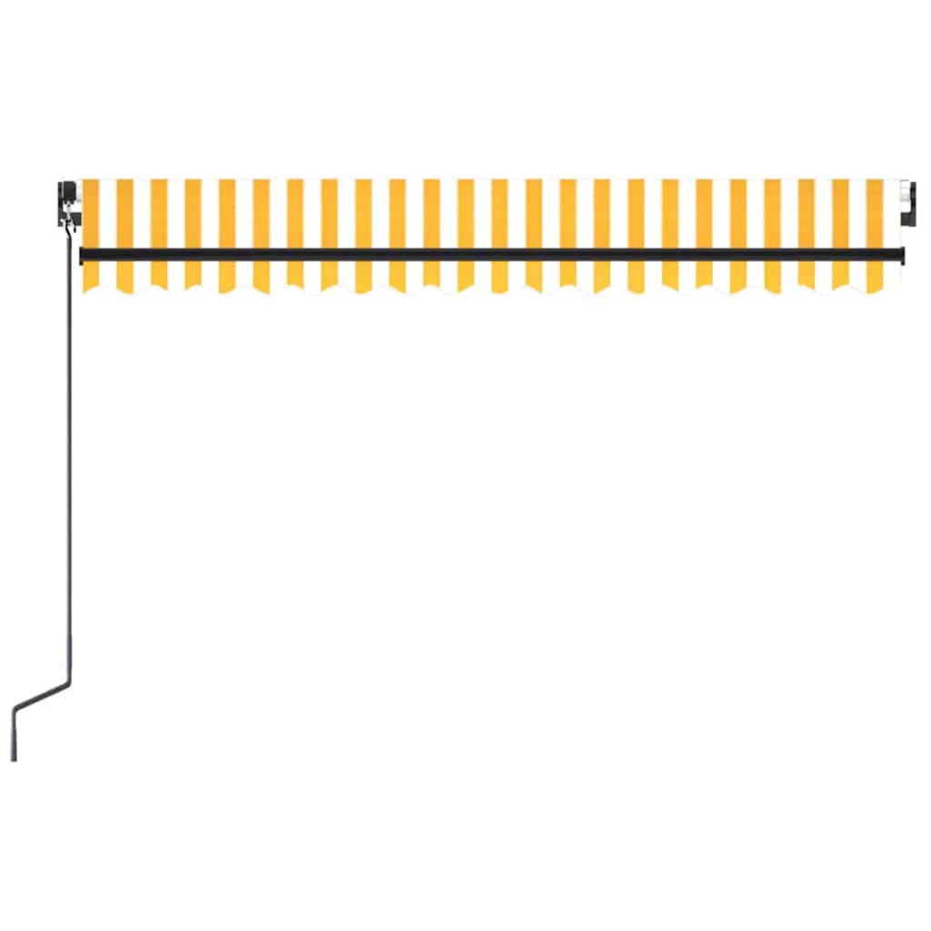 sárga és fehér kézzel kihúzható LED-es napellenző 450 x 300 cm