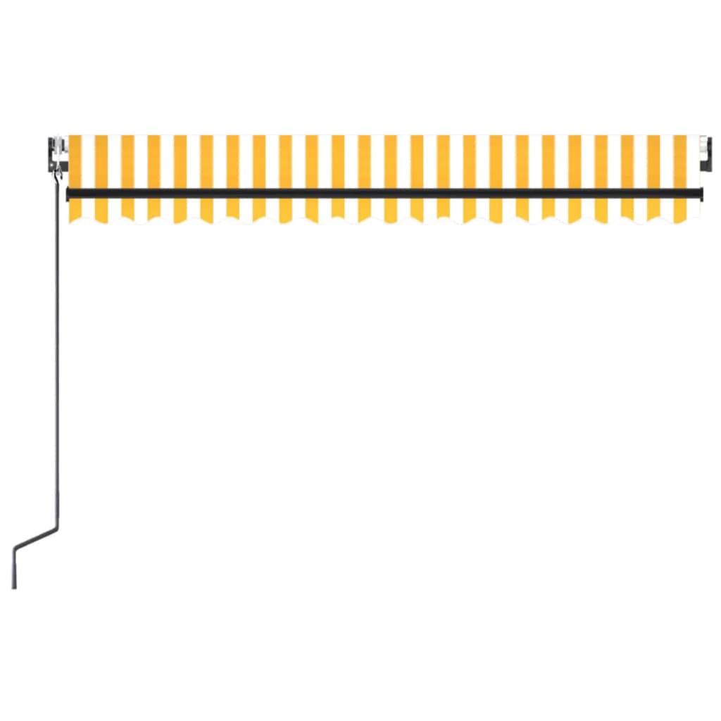 sárga-fehér szélérzékelős és LED-es napellenző 450 x 300 cm
