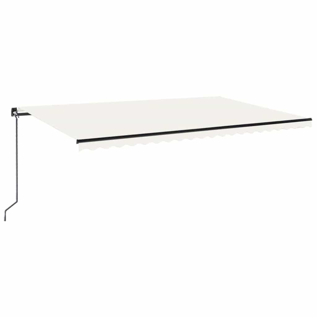 krémszínű kézzel kihúzható LED-es napellenző 500x300 cm