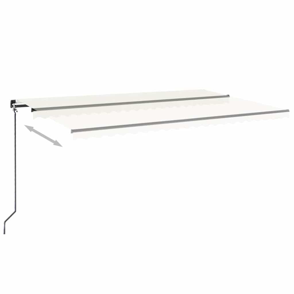 krémszínű kézzel kihúzható LED-es napellenző 500x300 cm