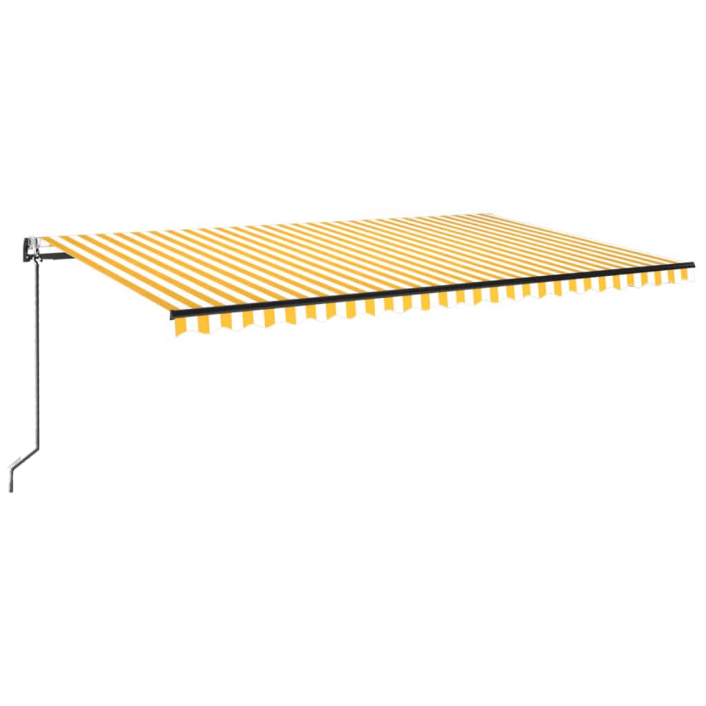 sárga-fehér szélérzékelős és LED-es napellenző 500 x 300 cm