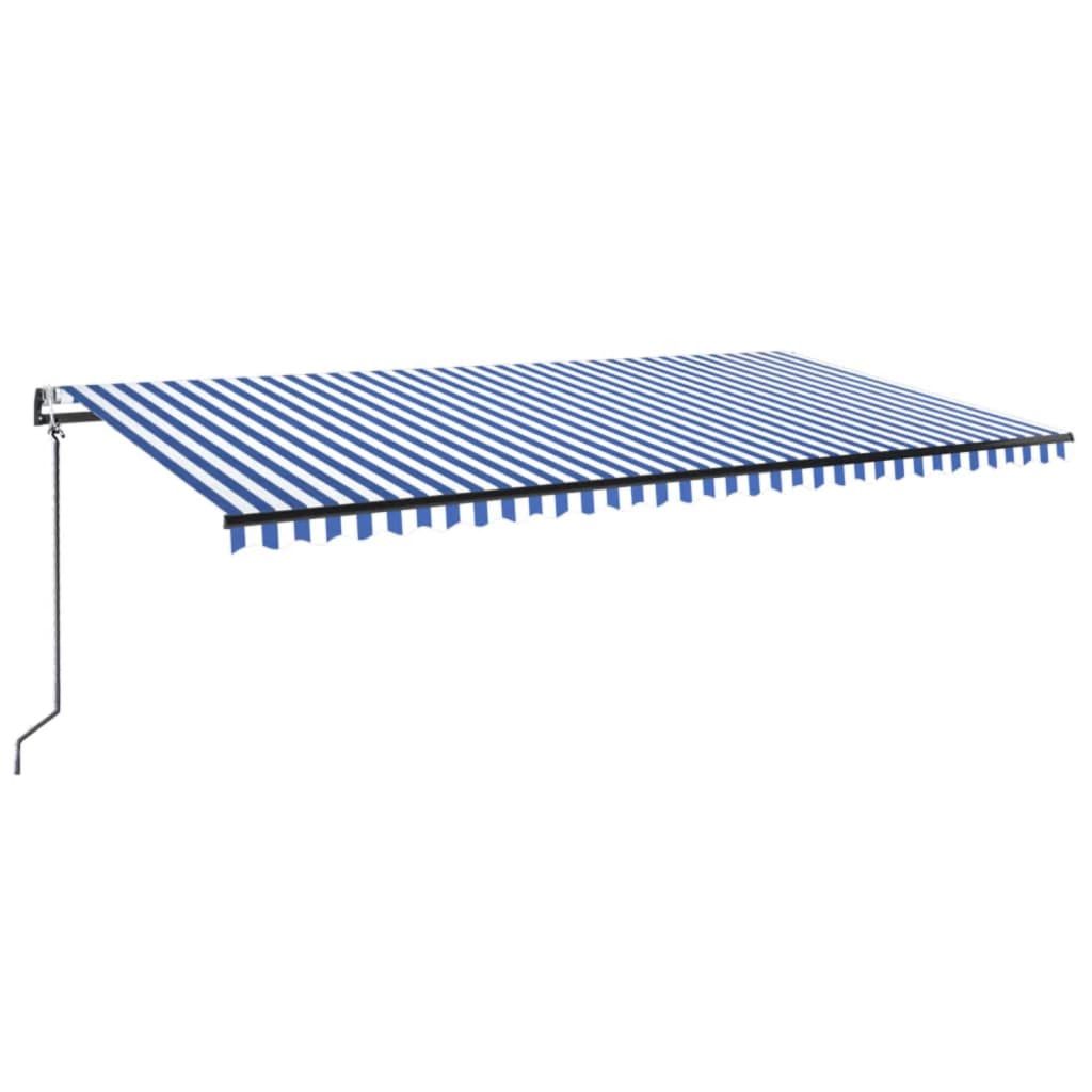 kék/fehér automata szélérzékelős és LED-es napellenző 600x300cm