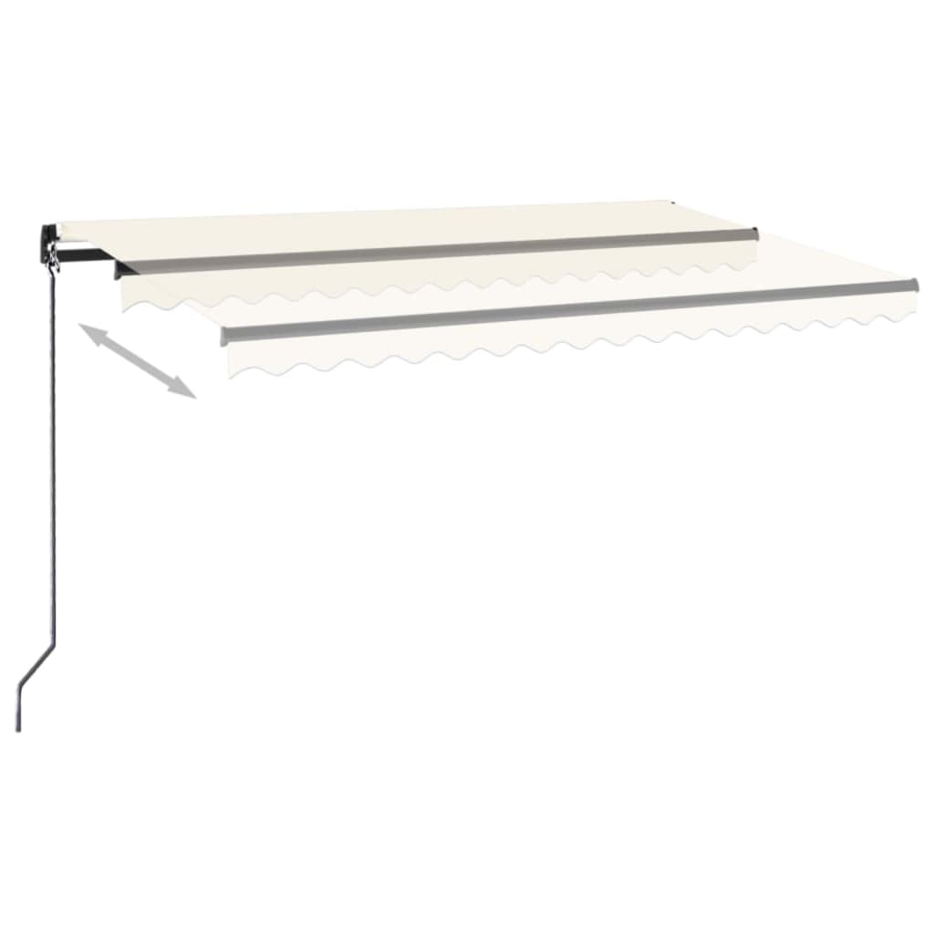 krémszínű kézzel kihúzható LED-es napellenző 400 x 350 cm