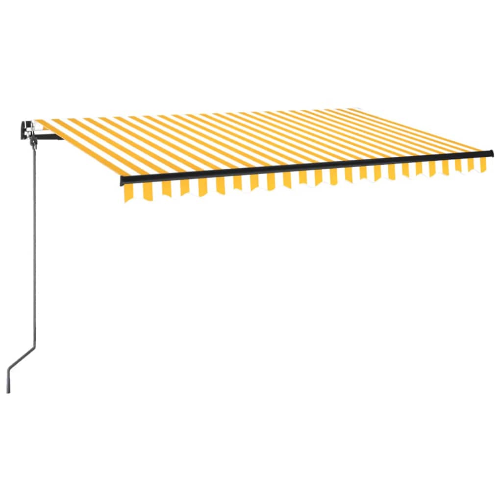 sárga és fehér kézzel kihúzható LED-es napellenző 400 x 350 cm