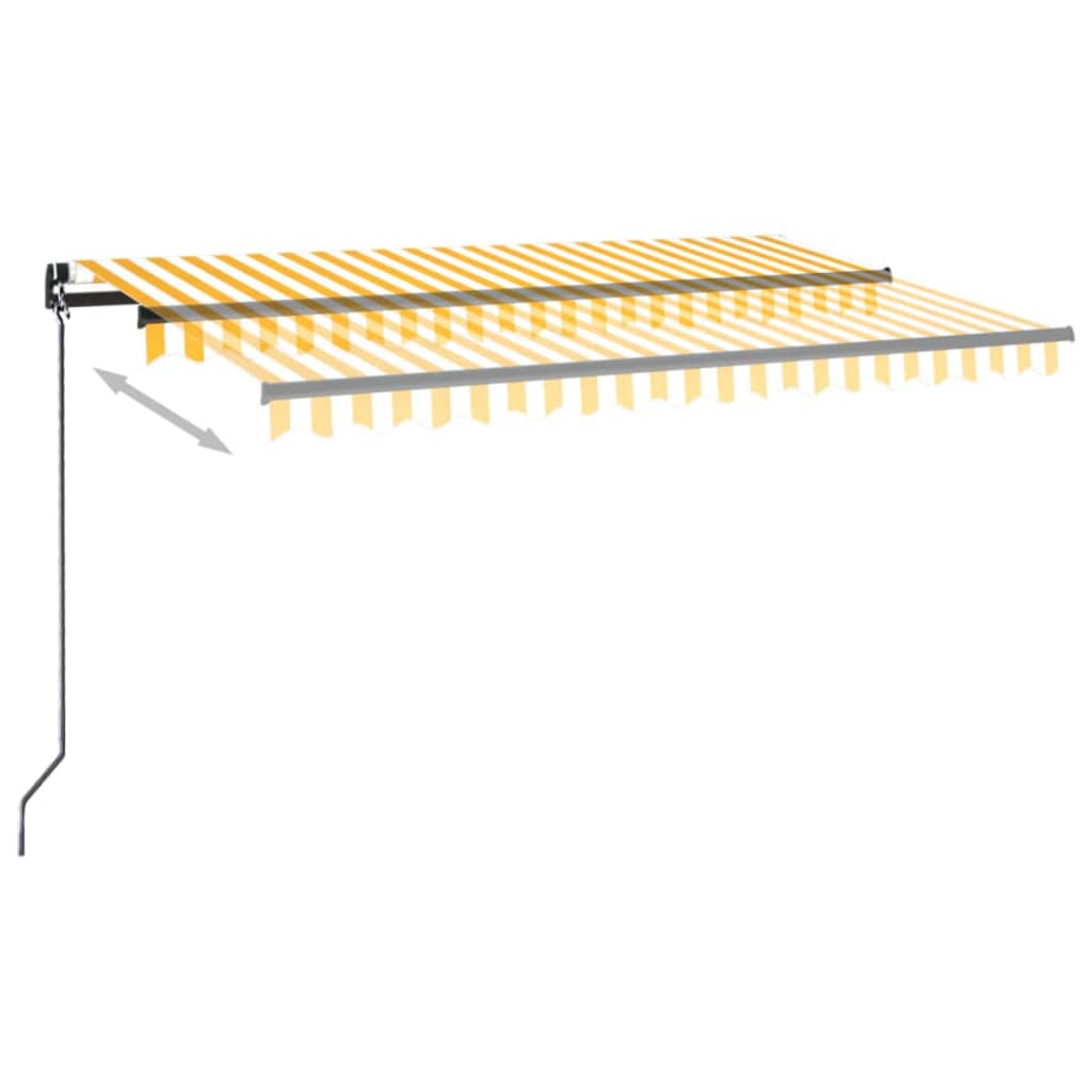 sárga és fehér kézzel kihúzható LED-es napellenző 400 x 350 cm