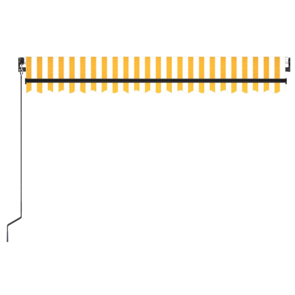 sárga és fehér kézzel kihúzható LED-es napellenző 400 x 350 cm