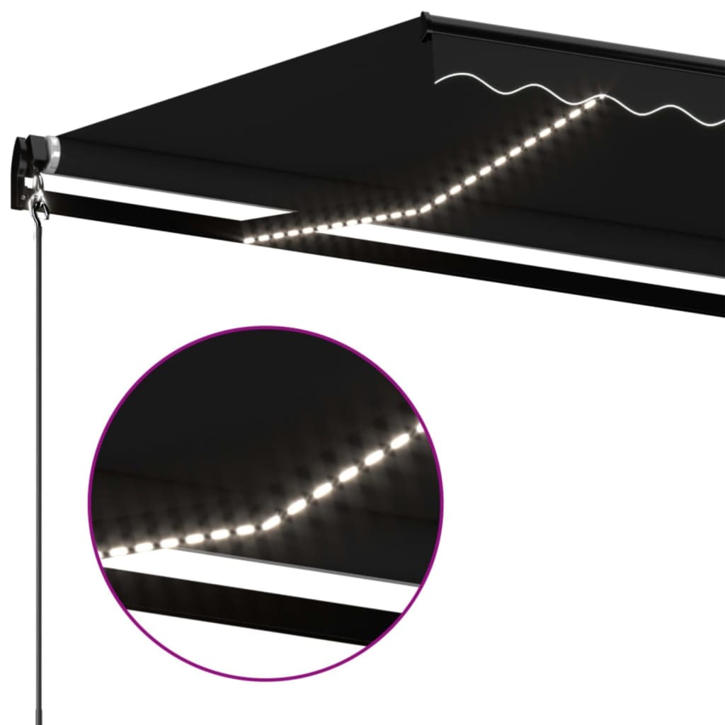 antracitszürke kézzel kihúzható LED-es napellenző 400 x 350 cm