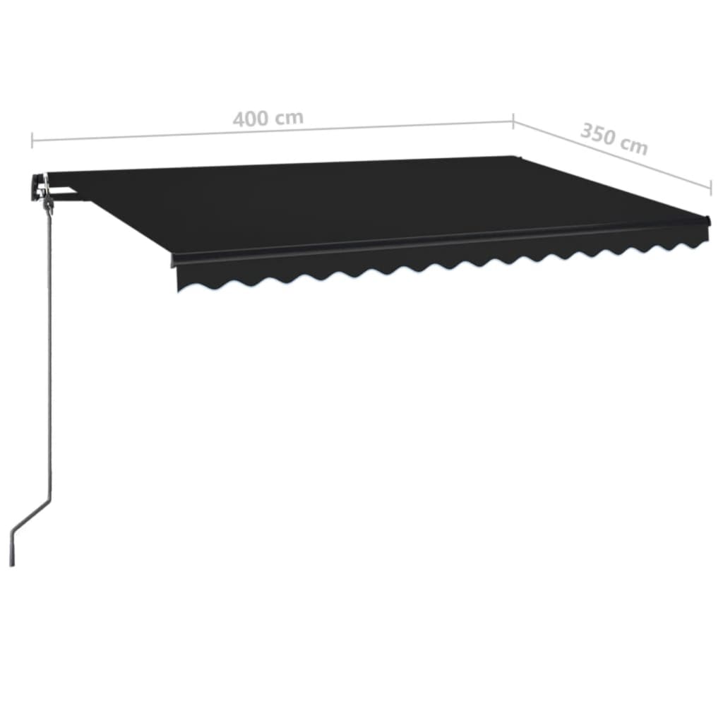 antracitszürke kézzel kihúzható LED-es napellenző 400 x 350 cm