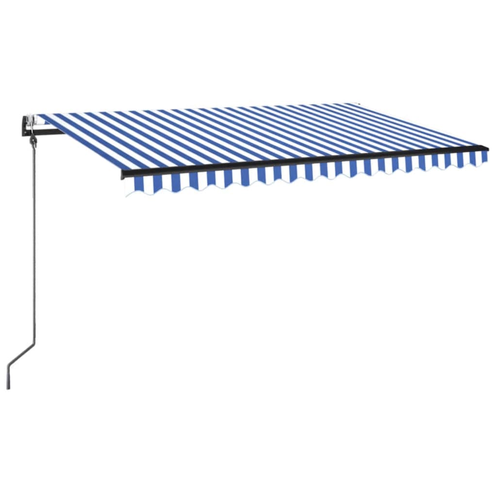 kék/fehér automata szélérzékelős és LED-es napellenző 400x350cm