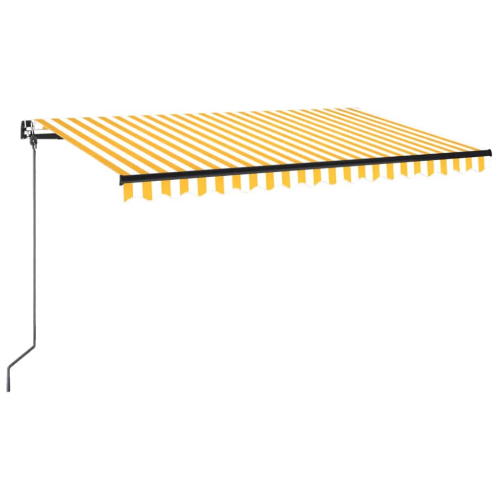 sárga és fehér kézzel kihúzható napellenző 450 x 350 cm