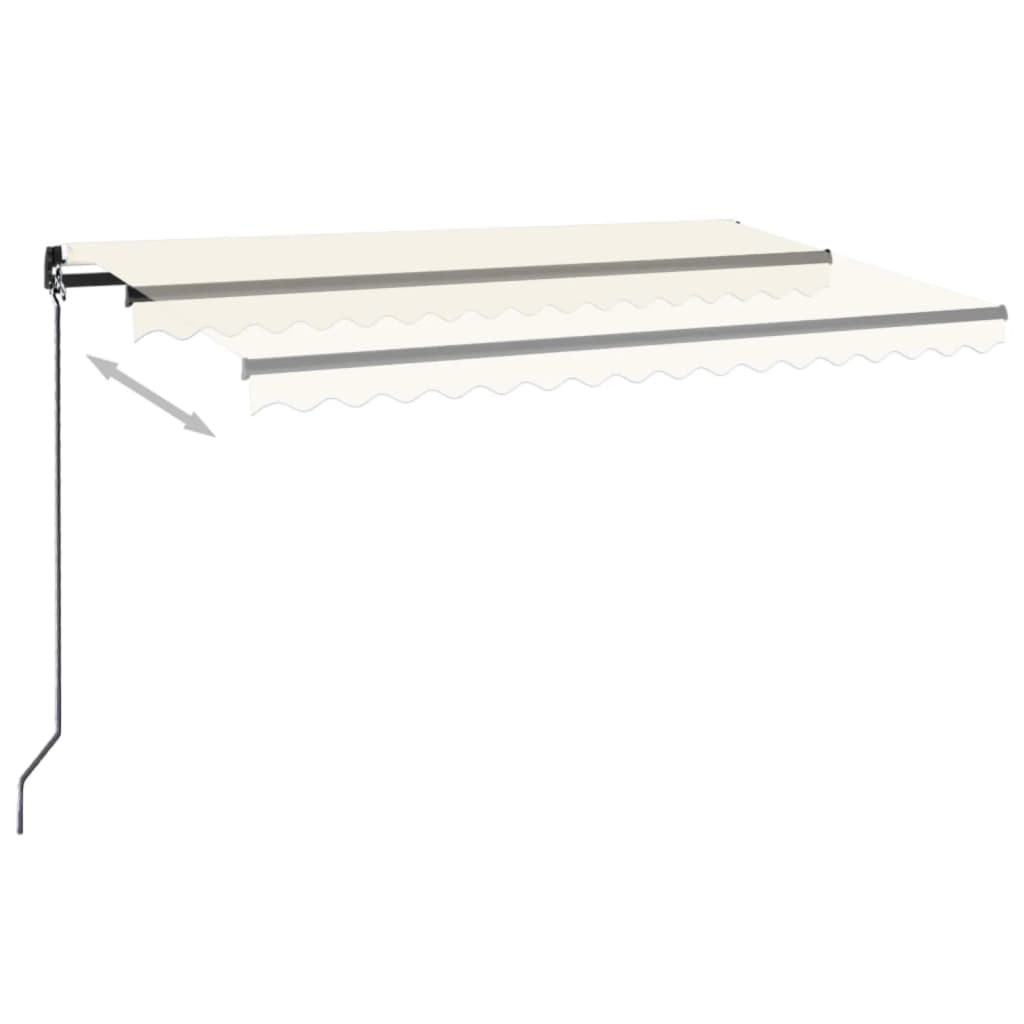 krémszínű kézzel kihúzható LED-es napellenző 450 x 350 cm