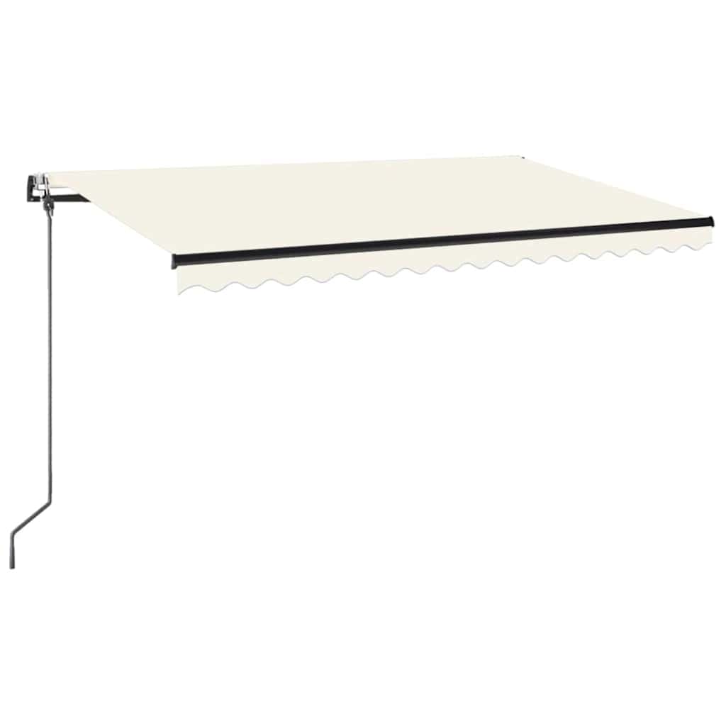 krémszínű automata szélérzékelős és LED-es napellenző 450x350cm
