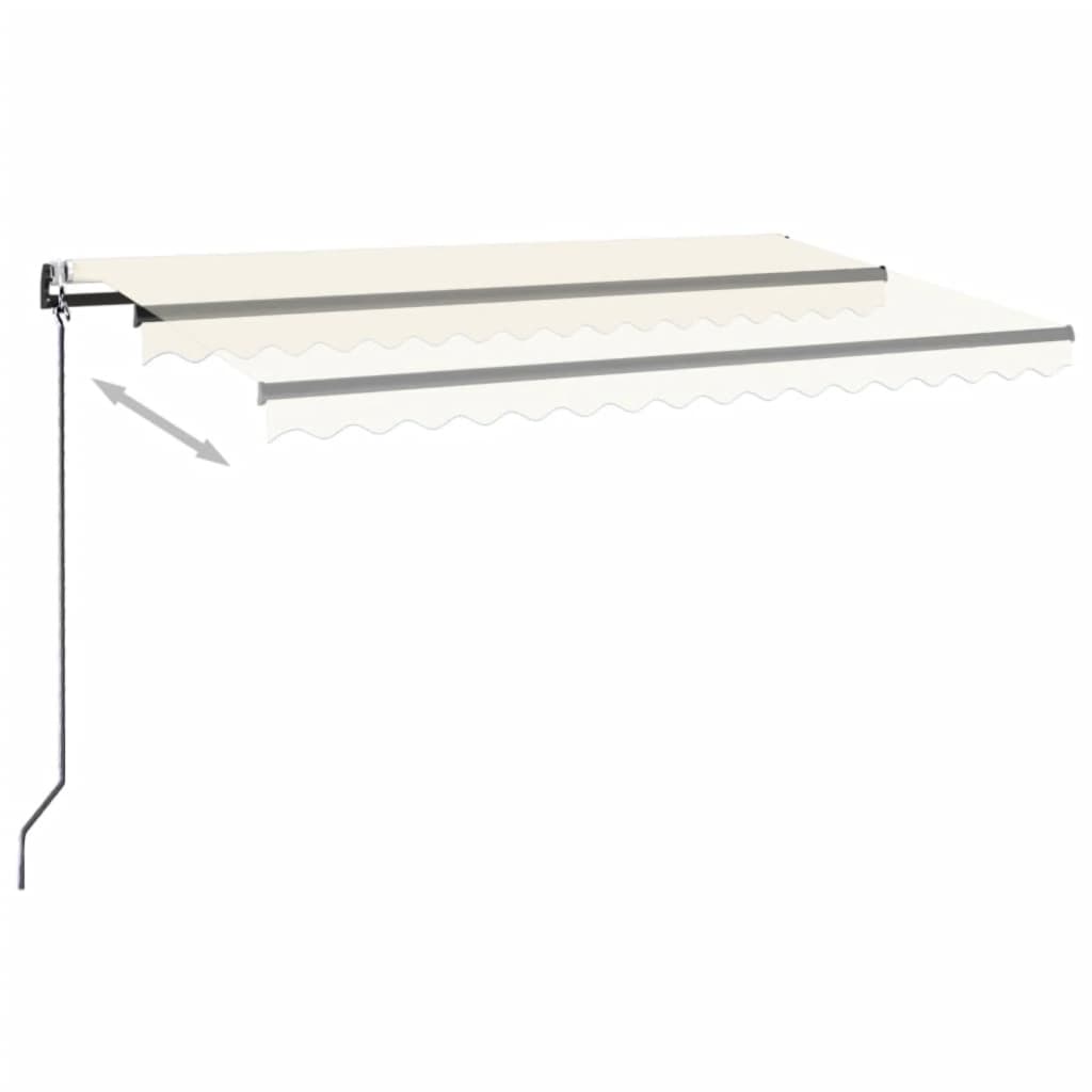 krémszínű automata szélérzékelős és LED-es napellenző 450x350cm