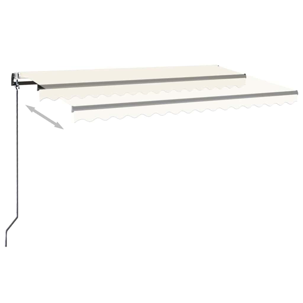 krémszínű automata szélérzékelős és LED-es napellenző 450x350cm