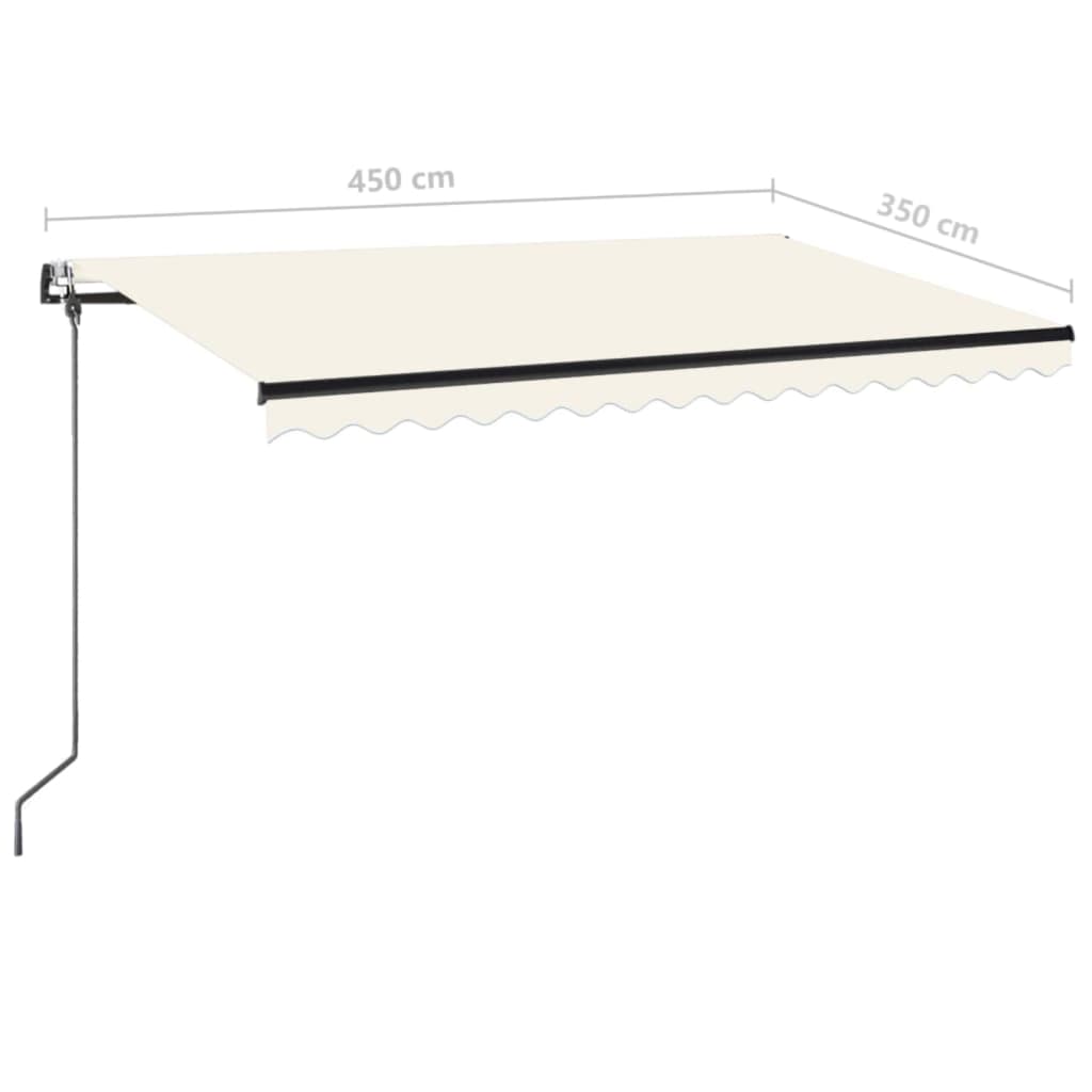 krémszínű automata szélérzékelős és LED-es napellenző 450x350cm