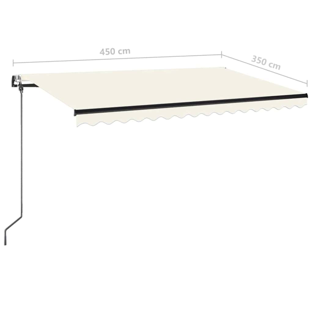 krémszínű automata szélérzékelős és LED-es napellenző 450x350cm