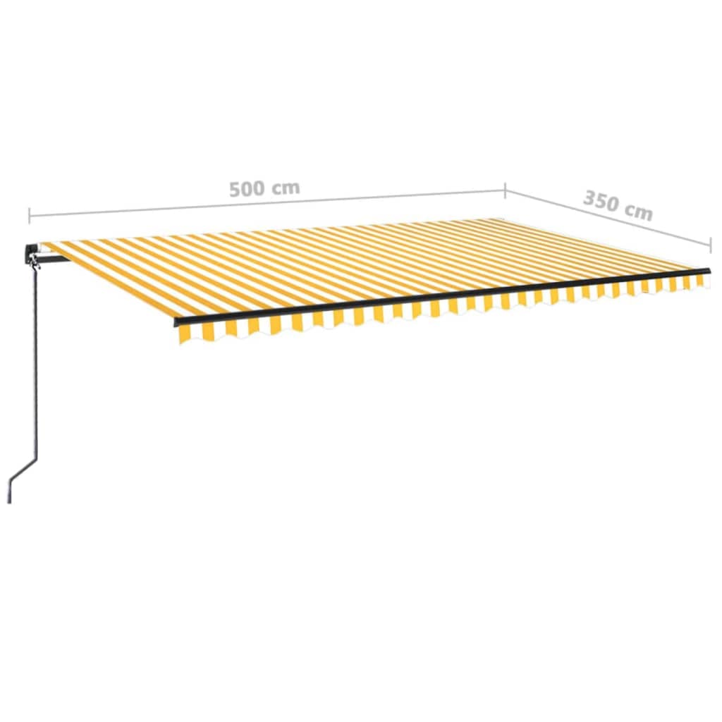 sárga és fehér kézzel kihúzható napellenző 500 x 350 cm