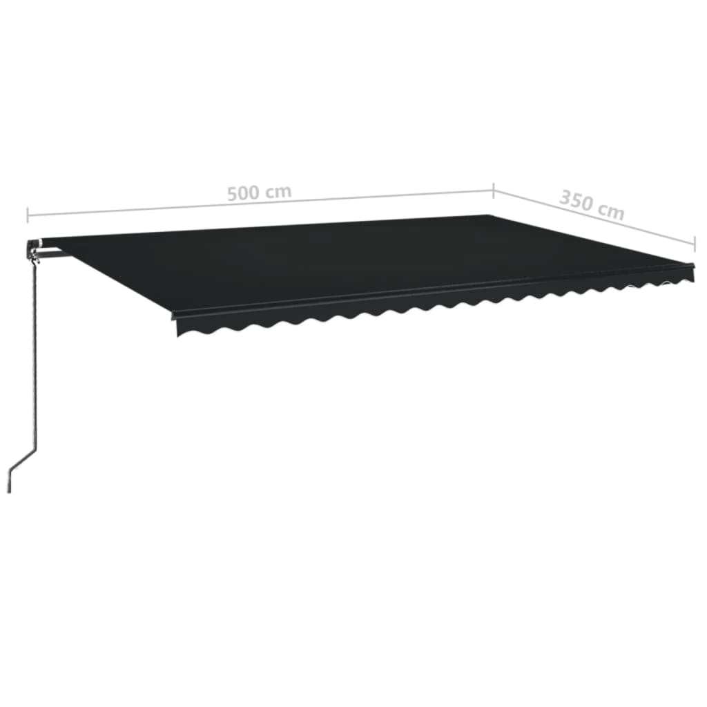 antracitszürke kézzel kihúzható napellenző 500 x 350 cm