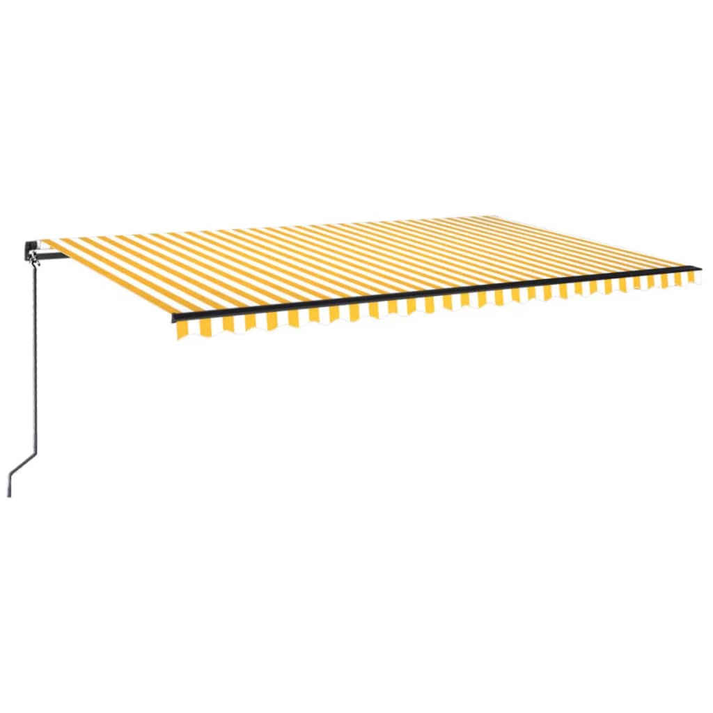sárga és fehér kézzel kihúzható LED-es napellenző 500x350 cm