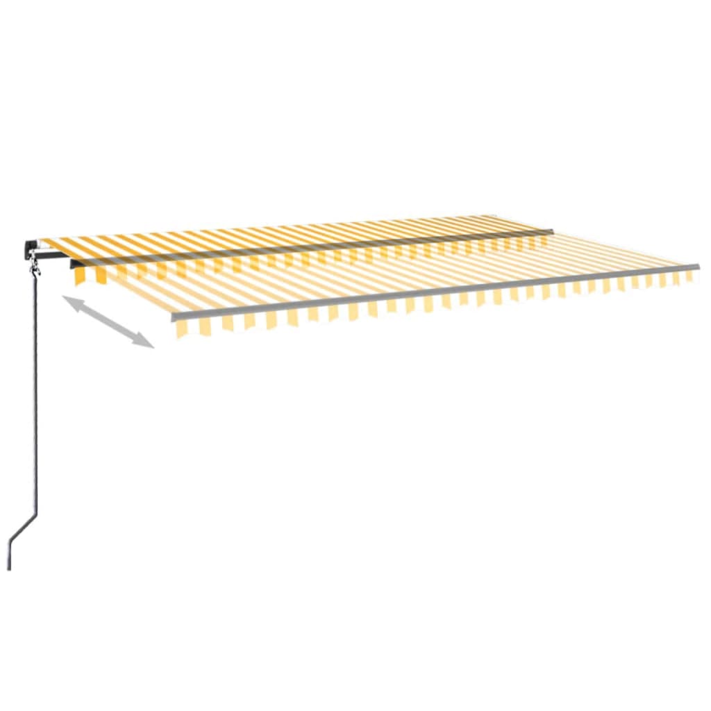 sárga és fehér kézzel kihúzható LED-es napellenző 500x350 cm