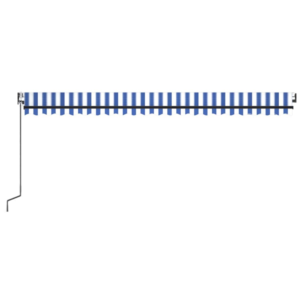 kék/fehér automata szélérzékelős és LED-es napellenző 500x350cm