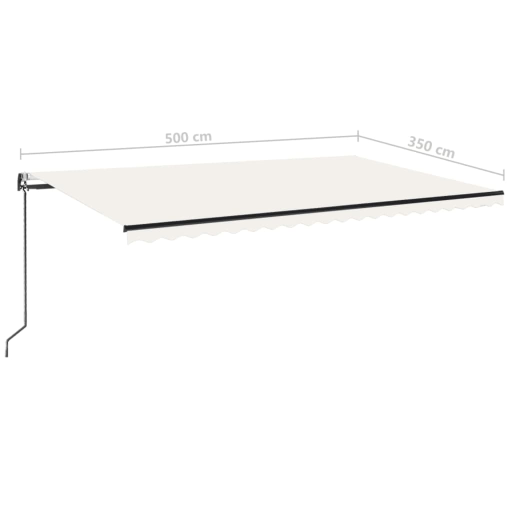 krémszínű automata szélérzékelős és LED-es napellenző 500x350cm