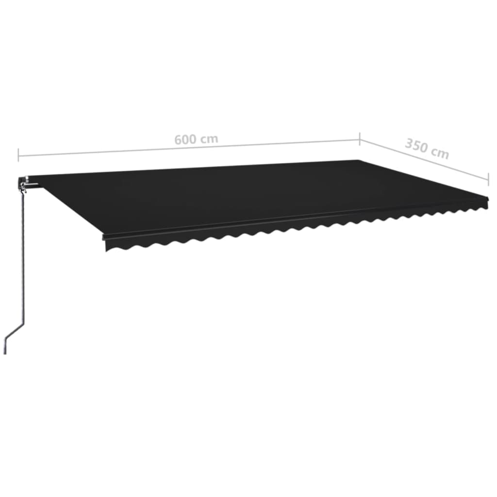 antracitszürke kézzel kihúzható napellenző 600 x 350 cm