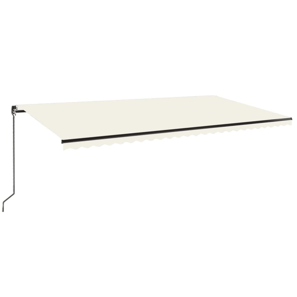 krémszínű kézzel kihúzható LED-es napellenző 600 x 350 cm