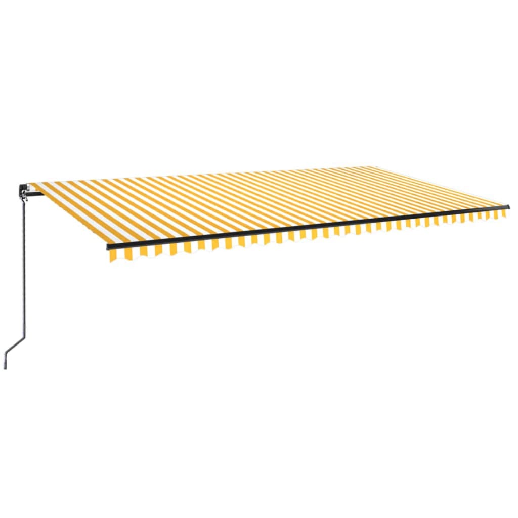 sárga és fehér kézzel kihúzható LED-es napellenző 600 x 350 cm