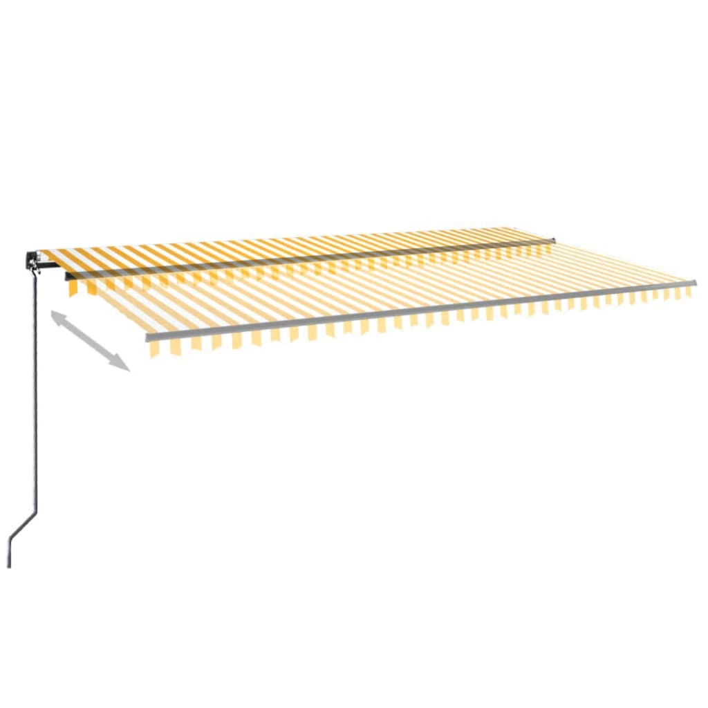 sárga és fehér kézzel kihúzható LED-es napellenző 600 x 350 cm