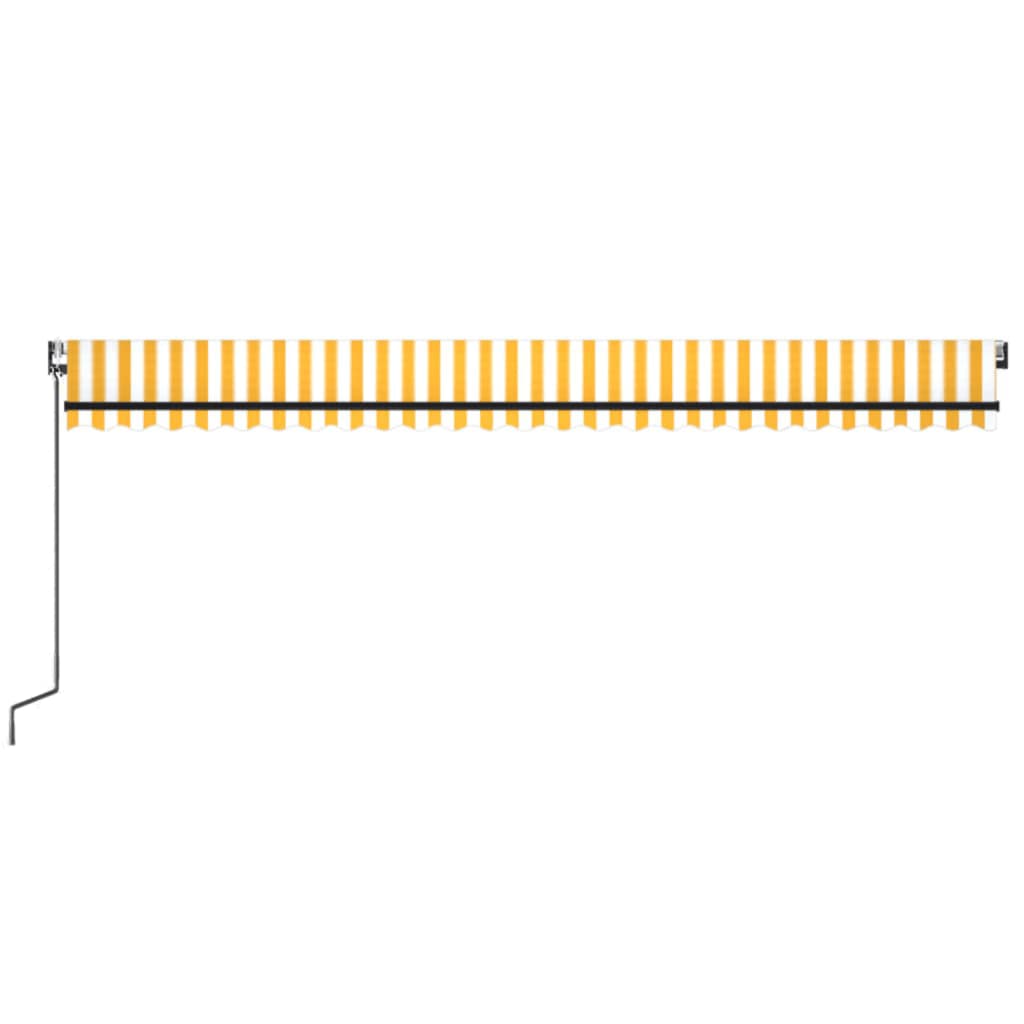 sárga-fehér szélérzékelős és LED-es napellenző 600 x 350 cm