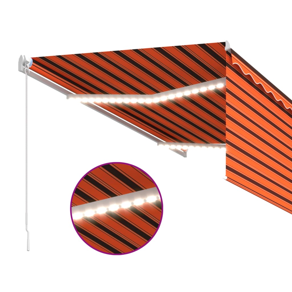 narancssárga-barna kézzel kihúzható LED-es napellenző 3 x 2,5m