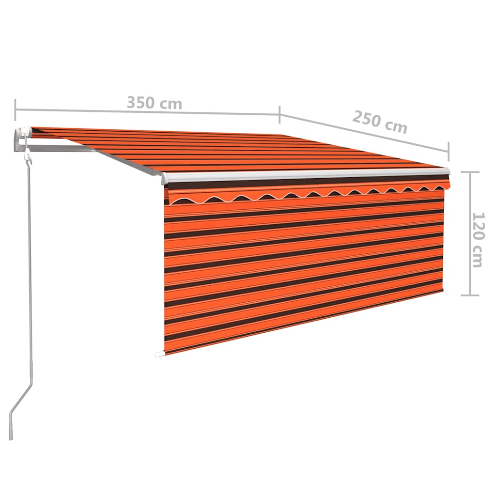 narancssárga-barna automata napellenző redőnnyel 3,5 x 2,5 m