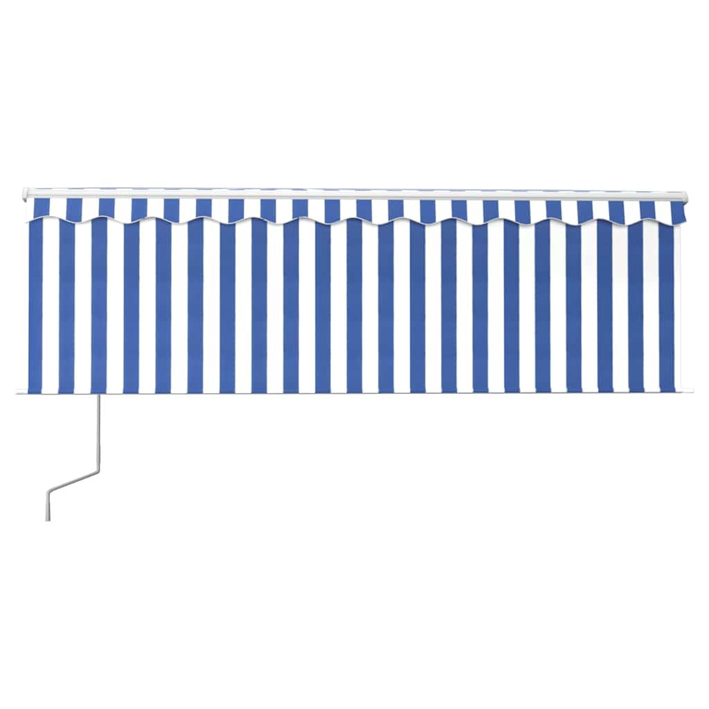 kék és fehér automata napellenző redőnnyel 4 x 3 m