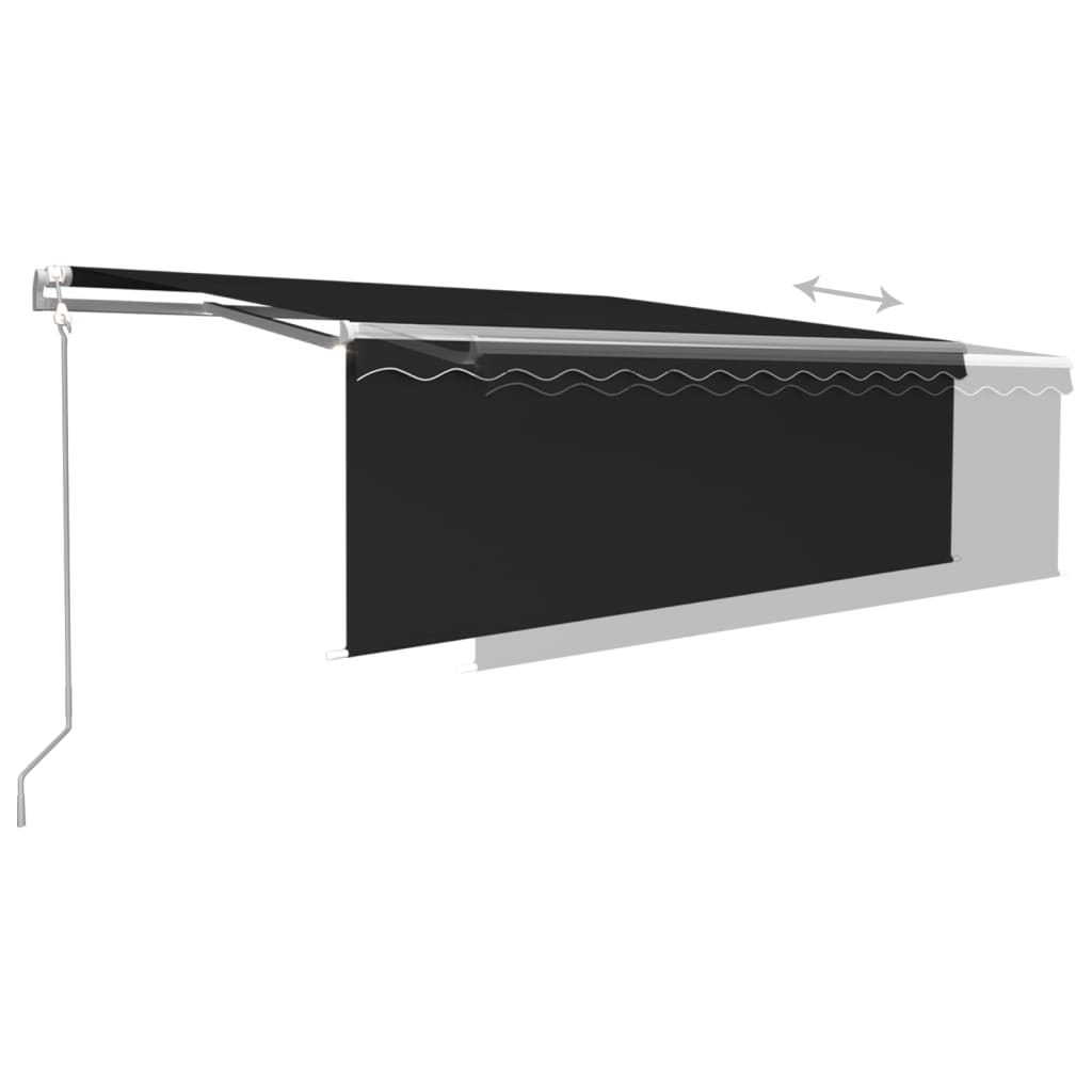 antracitszürke redőnyös, LED-es, szélérzékelős napellenző 4x3 m