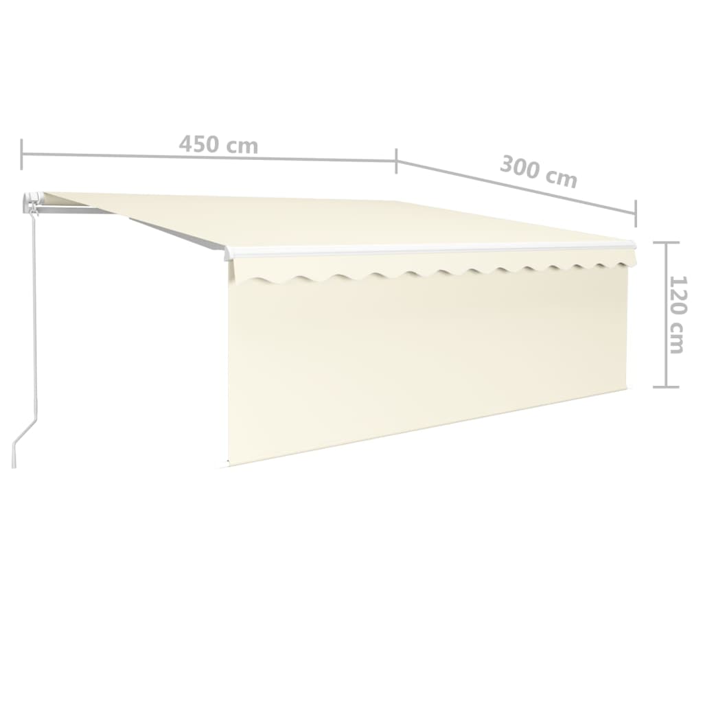 krémszínű kézzel kihúzható napellenző redőnnyel 4,5 x 3 m