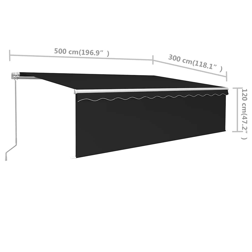 antracitszürke kézzel kihúzható napellenző redőnnyel 5 x 3 m