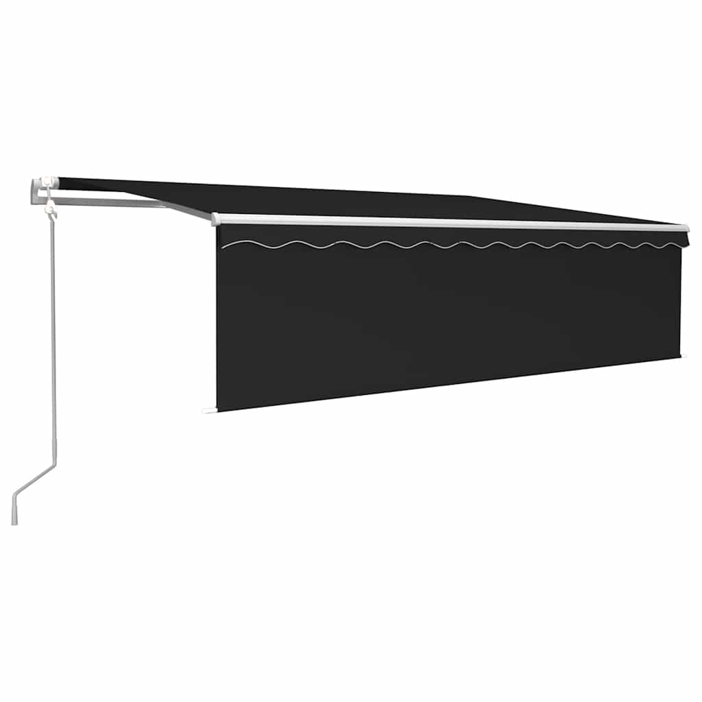 antracitszürke redőnyös, LED-es, szélérzékelős napellenző 5x3 m