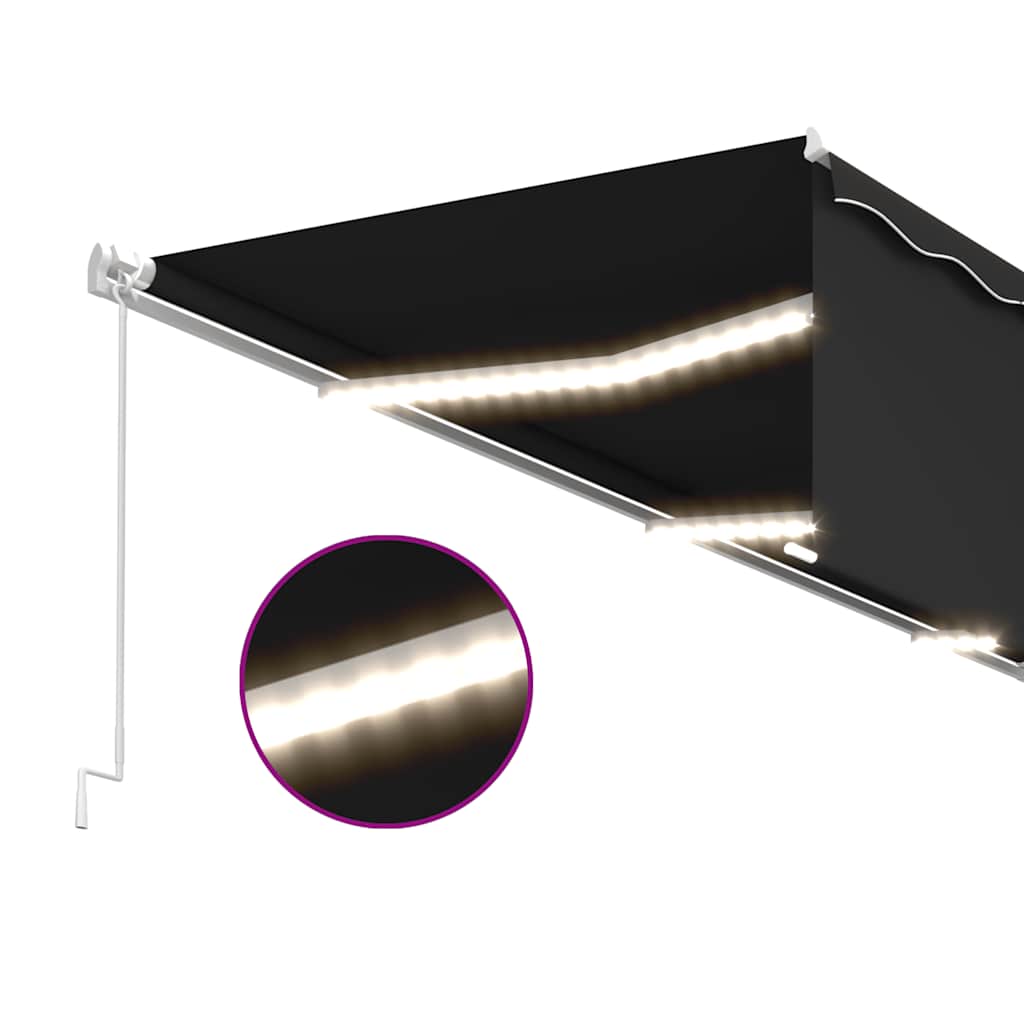 antracitszürke kihúzható LED-es napellenző redőnnyel 6 x 3 m