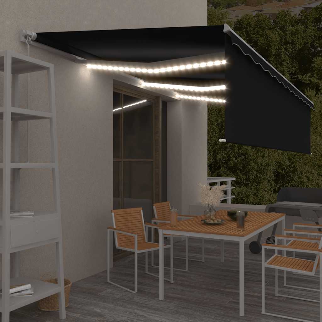 antracitszürke kihúzható LED-es napellenző redőnnyel 6 x 3 m