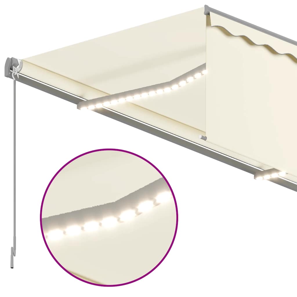 krémszínű LED-es kézzel kihúzható napellenző redőnnyel 3x2,5 m