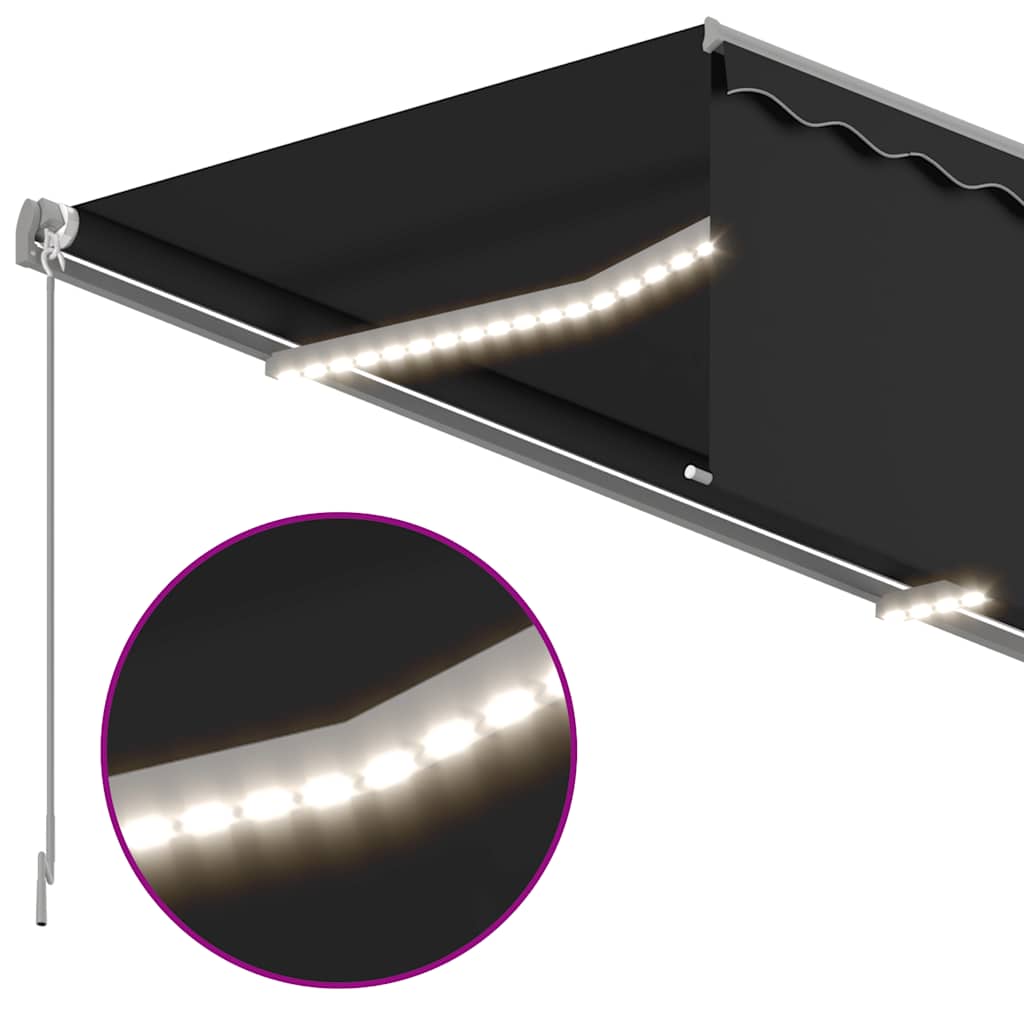 antracit LED-es kézzel kihúzható napellenző redőnnyel 3x2,5 m