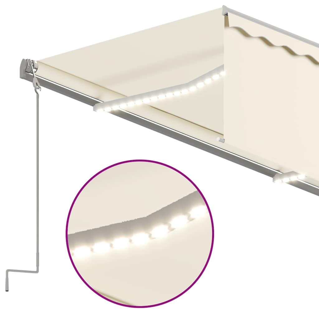 krémszínű szélérzékelős, LED-es napellenző redőnnyel 3 x 2,5 m