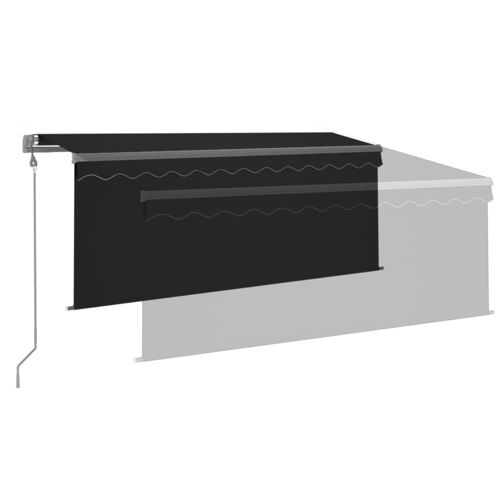 szürke szélérzékelős, LED-es napellenző redőnnyel 3x2,5 m