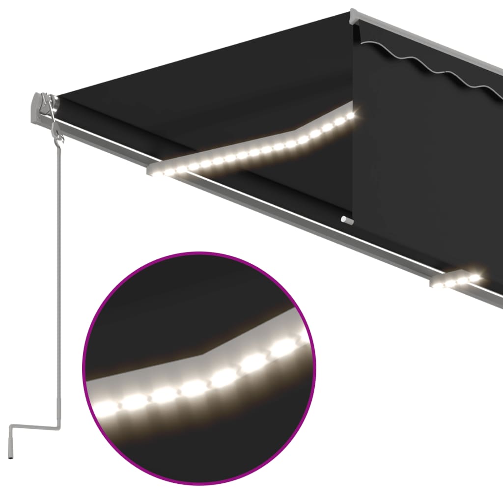 szürke szélérzékelős, LED-es napellenző redőnnyel 3x2,5 m