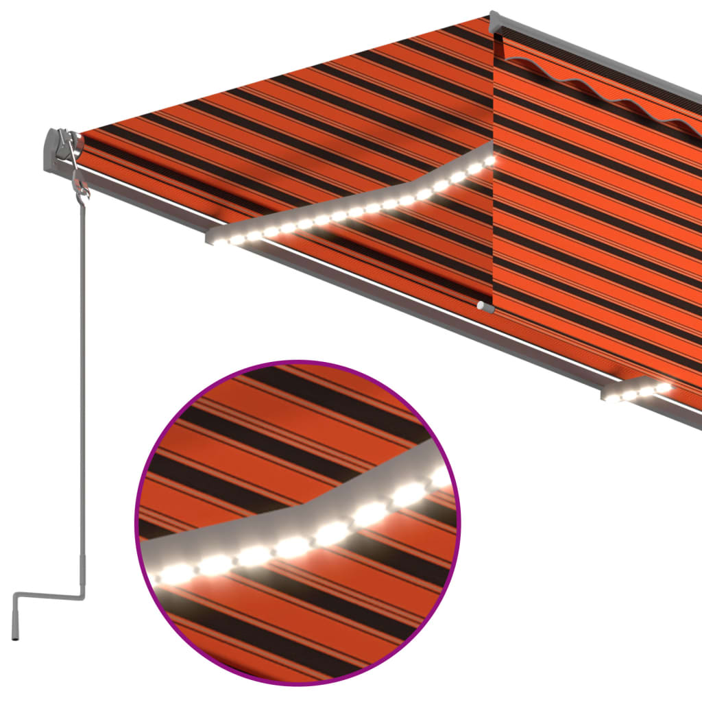 narancs-barna szélérzékelős, LED-es napellenző redőnnyel 3x2,5m