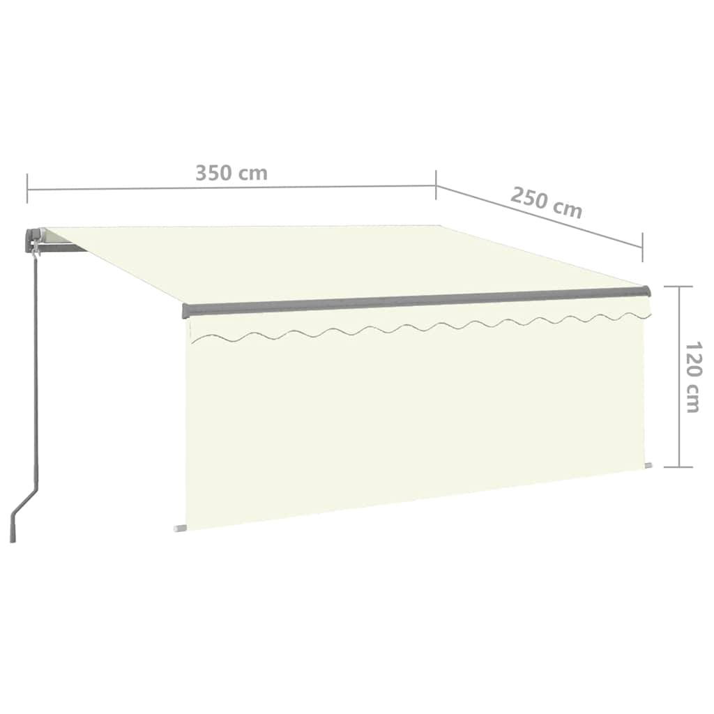 krémszínű kézzel kihúzható LED-es napellenző redőnnyel 3x2,5 m