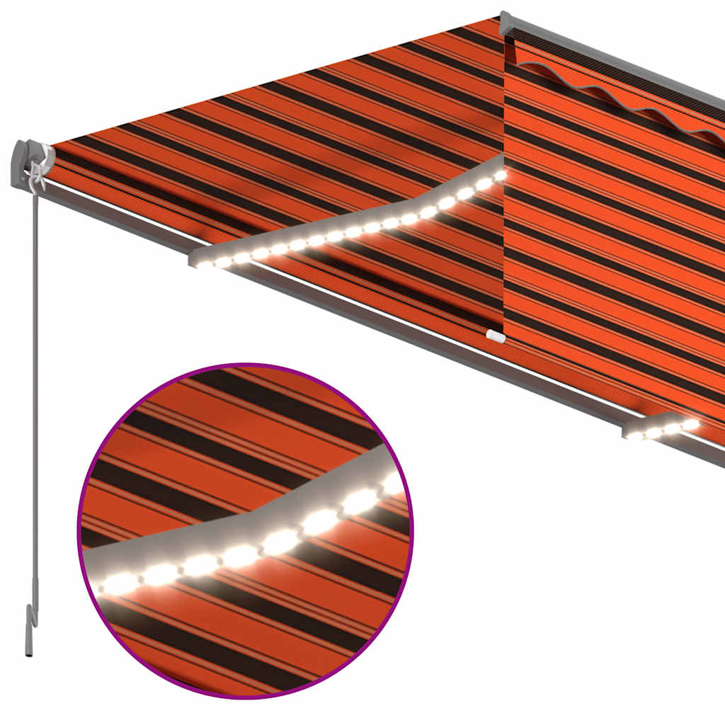 narancssárga-barna LED-es napellenző redőnnyel 3,5 x 2,5 m