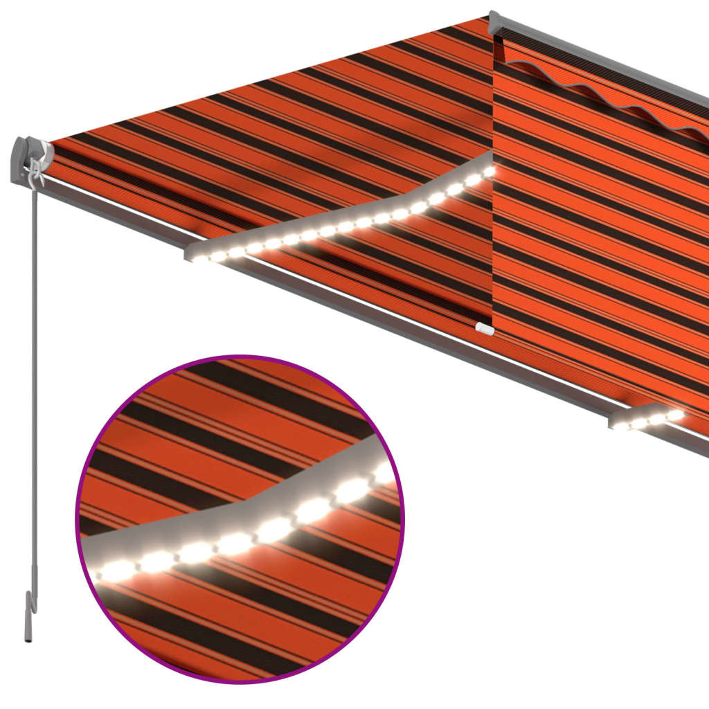 narancssárga-barna kézzel kihúzható LED-es napellenző 4 x 3 m